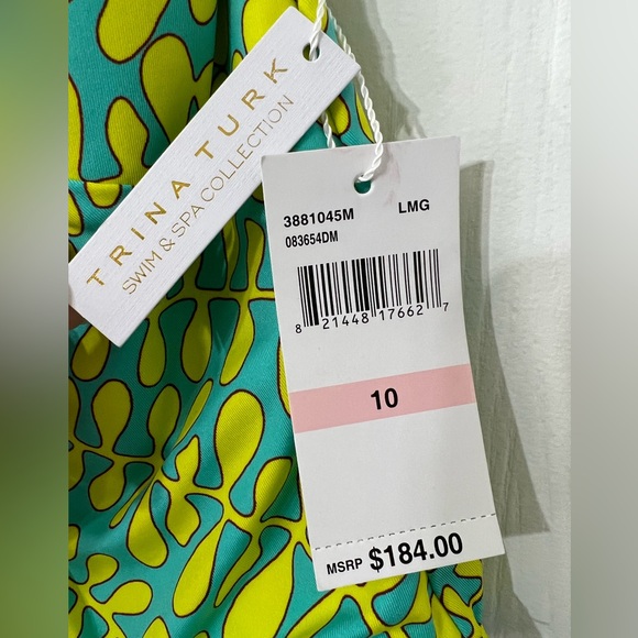 Trina Turk Trellis Twist Plunge One Piece Swimsuit Size 10 - Picture 4 of 16